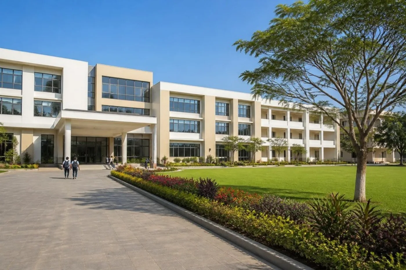 The school building and green campus